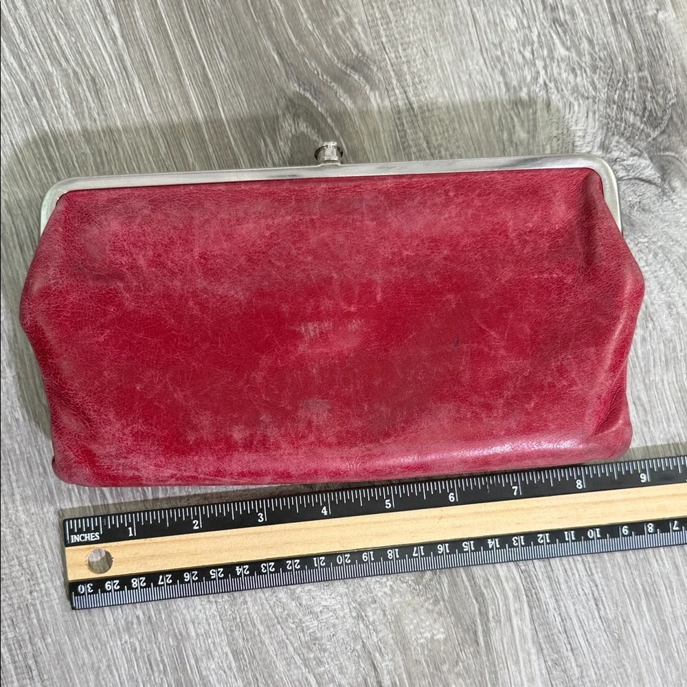 HOBO Red Leather Clutch with Silver Accents